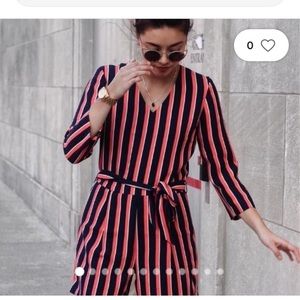 Banana republic v- neck romper red, white and navy size 6